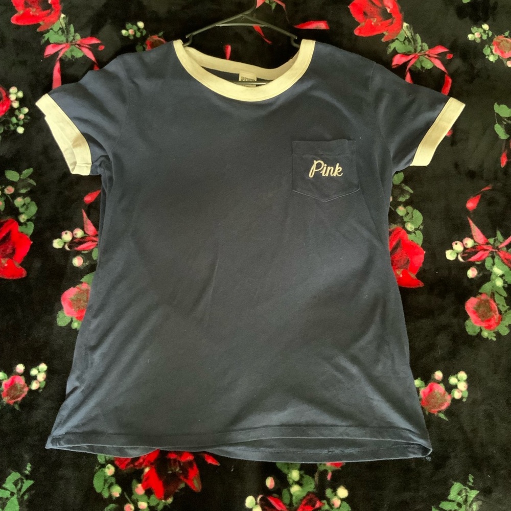 NAVY SHORT-SLEEVED TEE BY PINK